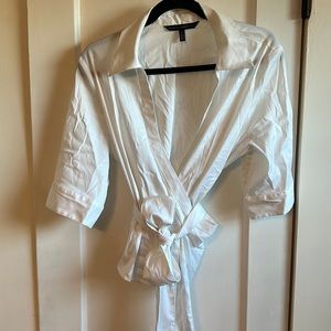 Tie-waist white button up